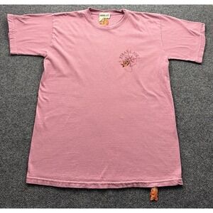 Pirana Joe Pink Graphic T Shirt Mens L Compass Logo Vintage Style Tee